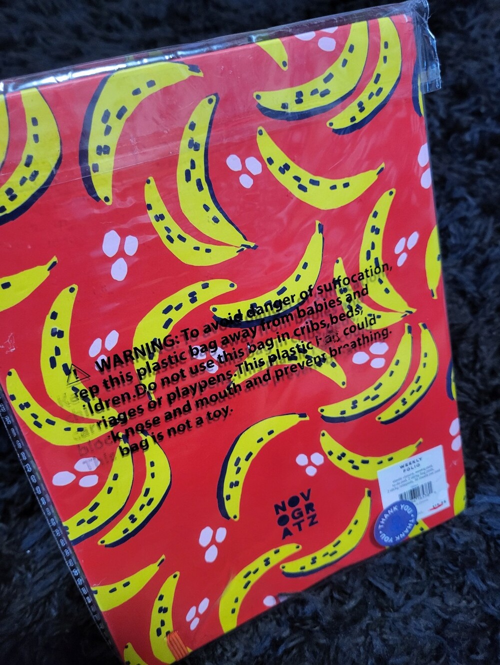 Novogratz Banana Print Weekly Folio - Red & Yellow - Picture 3 of 3